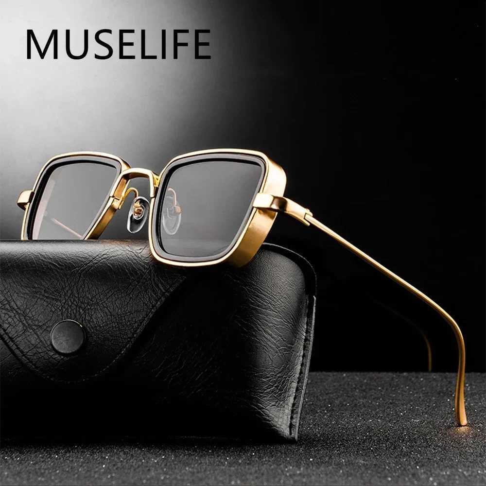 Stylish Retro Brand Shades Men Women Sun Glasses UV400 Square Vintage Metal Steampunk Sunglasses W250315