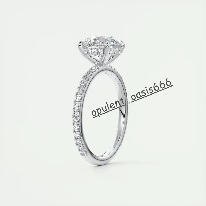 Classic 925 Sterling Sliver Engagement Wedding Promise Ring 8mm 2 ct Round D-E Moissanite Finger Rings for Women Jewelry GRA