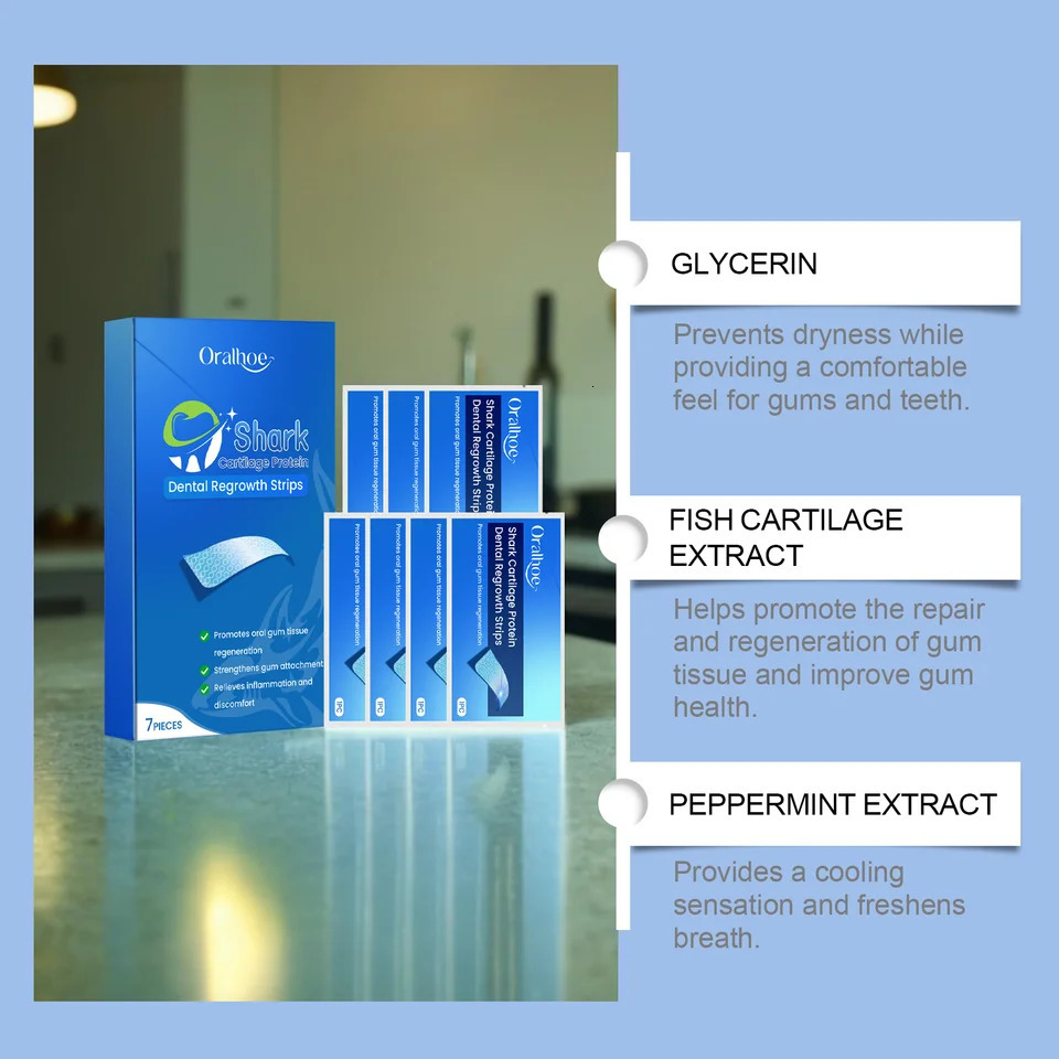 Oralhoe Mint Teeth Cleaning Strips Promote Oral Gum Health Freshing Breath Soothing Relief Discomfort Tooth Sticker 250314