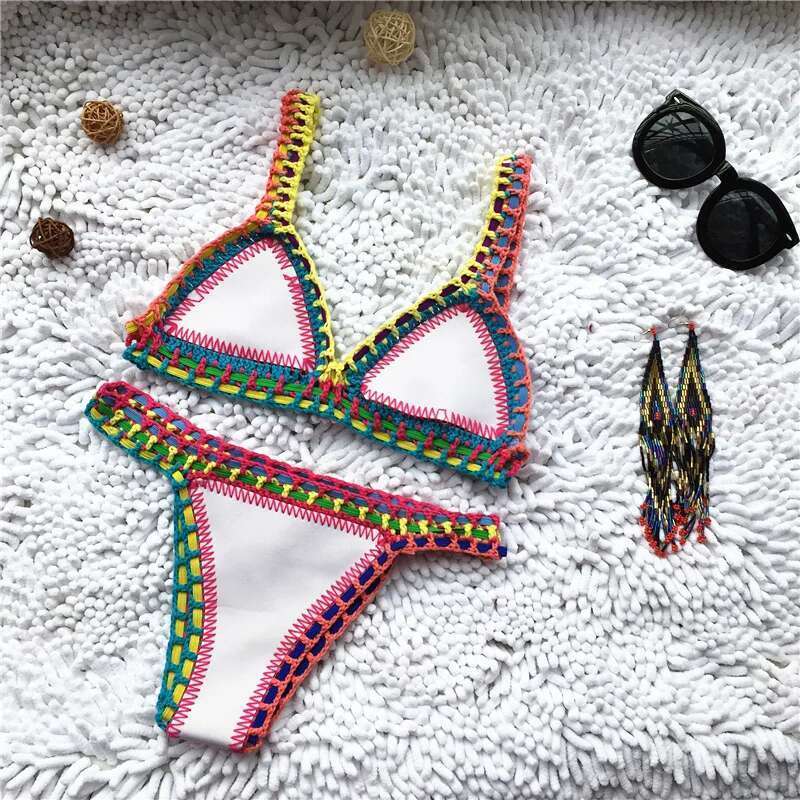 Micro Bikini 2021 Women's Hand Crocheted Liquor Knitted Swimwear Patchwork Swimwear Swimwear Biquini String Bikini Swimwear