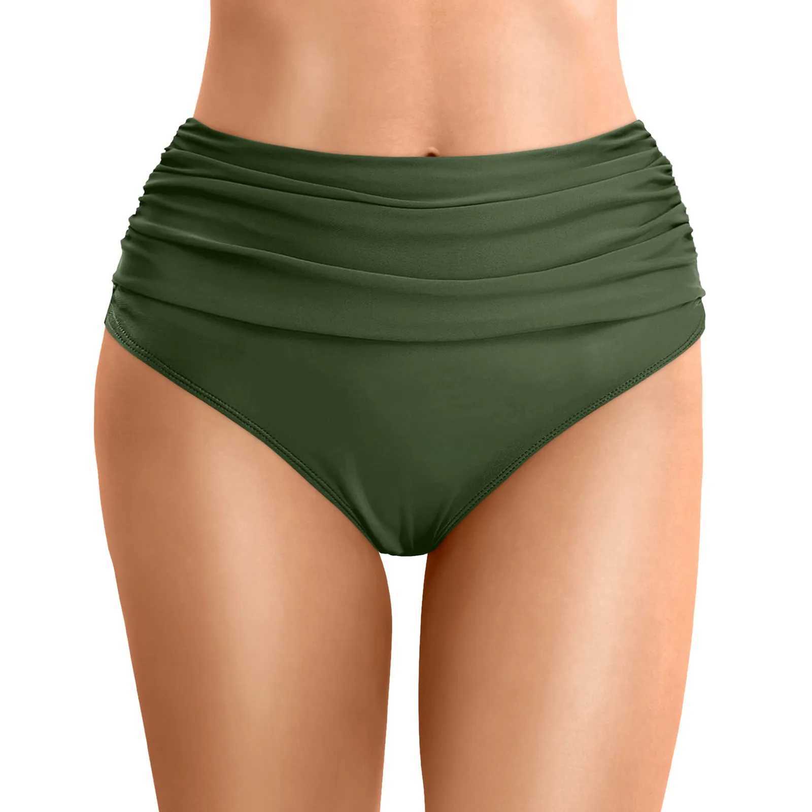 swimsuit women 2024 Women Plus Size High Waist Bikini Bottoms Swim Bris Beach Shorts Ruched Bottom High swimsuit womenXJ250315