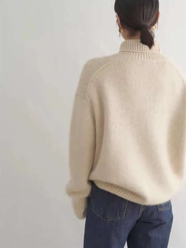 Turtleneck Cashmere Women 2023 Autumn/Winter New 100% Pure Wool Sweater Ladies Knitting Loose Large Size Pullover Female