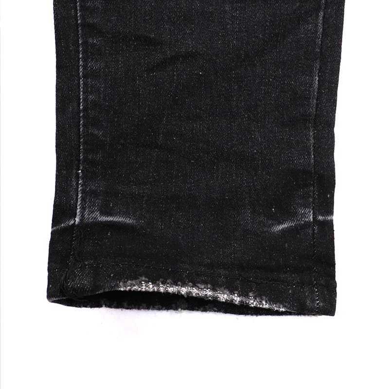 2025SS Purples Jeans Trendy Good Quality Mens and Womens Outdoor All-match Pants Casual Streetwear Wash Water BlackT250315