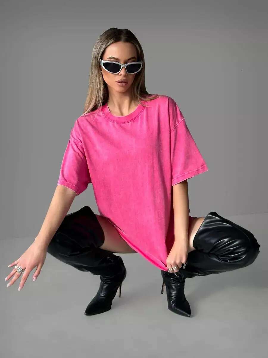 Summer Cotton Washed T-Shirt For Women Men Loose O-Neck Oversized Tee Korean Y2k Female Clothes Casual Vintage Short Sleeve Tops
