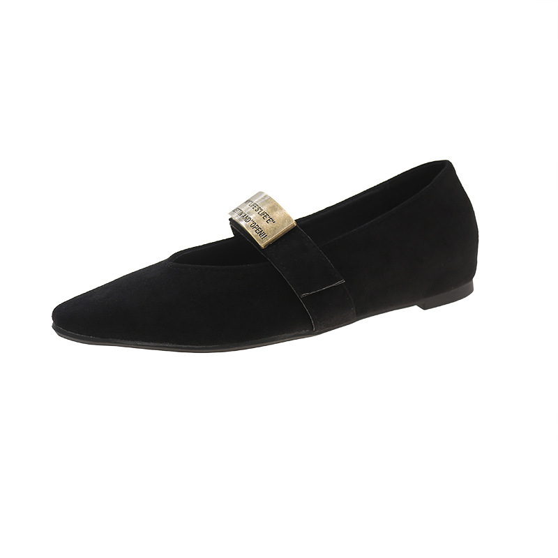 French square toe single shoe women's leopard print flat 2025 new metal buckle straight belt Mary Jane shoes small fragrance style ddmypanda