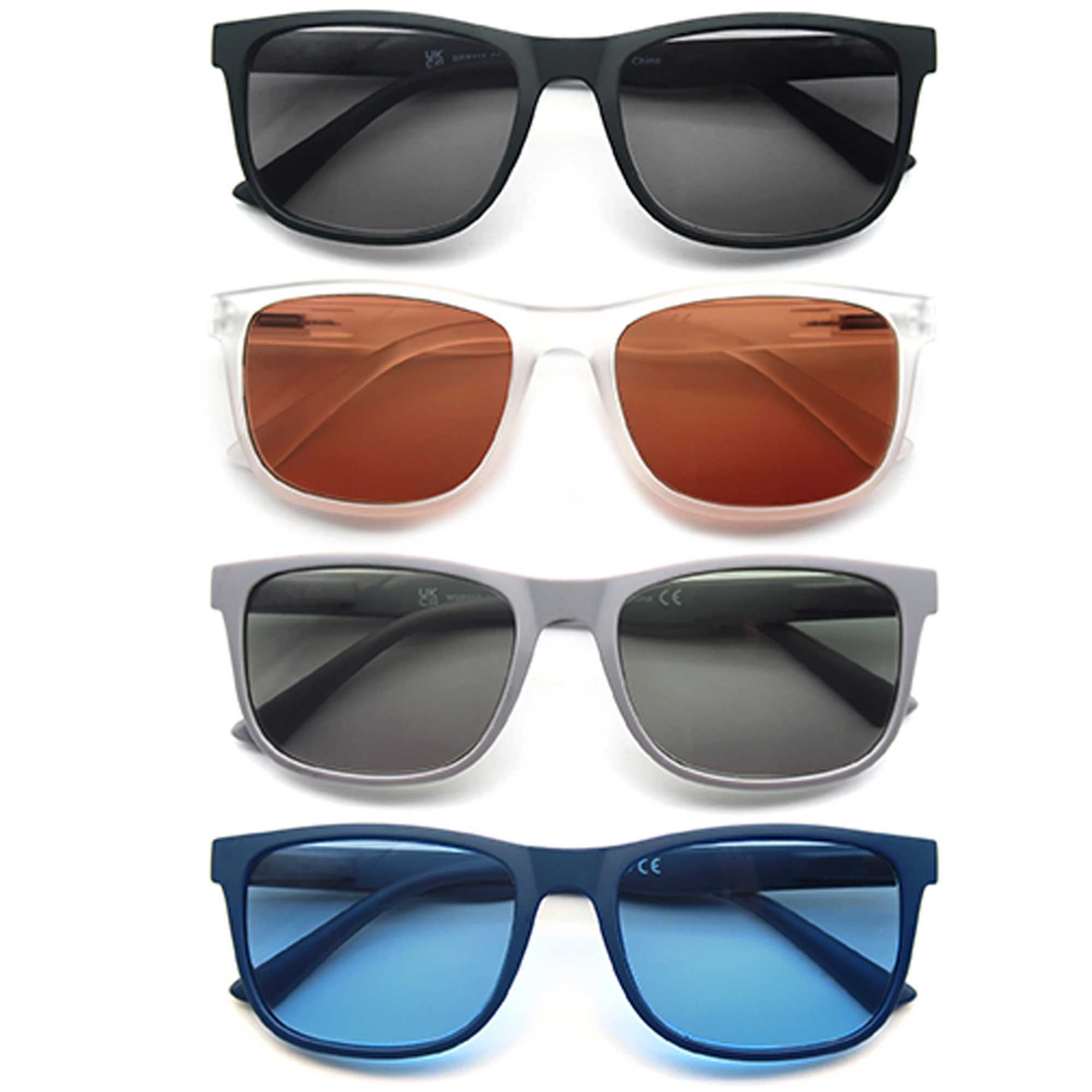 Reading Sunglasses for Men and Women Square Classic Frame Outdoor Use Sunglasses Reader Glasses with Diode Spring Articulation W250315
