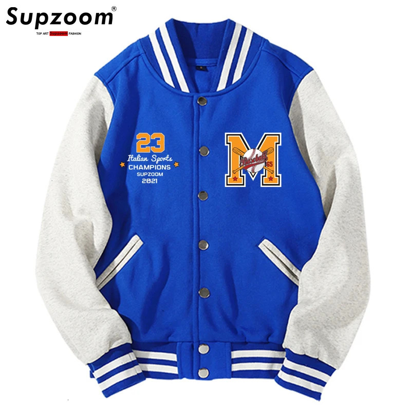 Supzoom Arrival Letter Rib Sleeve Cotton Top Fashion Single Breasted Casual Bomber Baseball Jacket Loose Cardigan Coat 250313