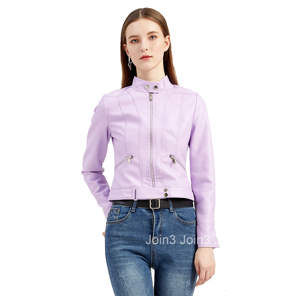 Fashion New Leather Dress Womens Short Jacket Spring and Autumn Stand Collar Jacket European Size