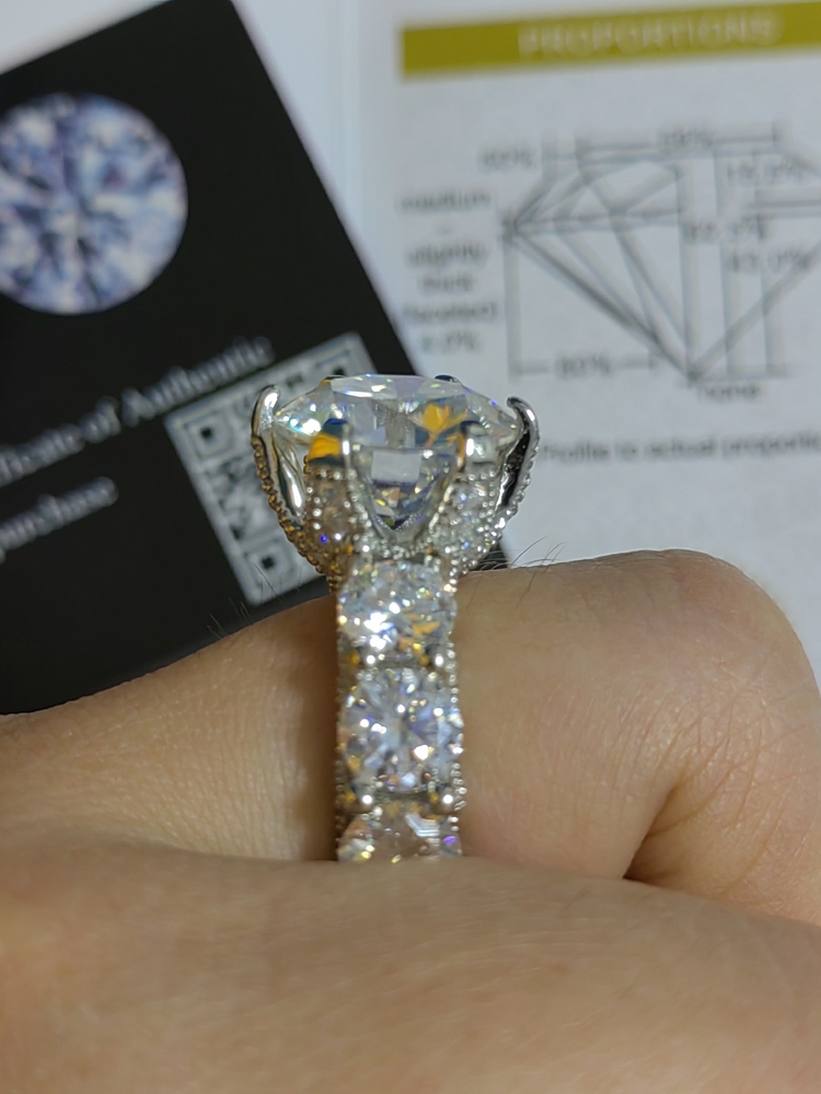 YS Jewelry White Gold Hip Hop Rings Vintage 925 Sterling Silver Moissanite Eternity Ring