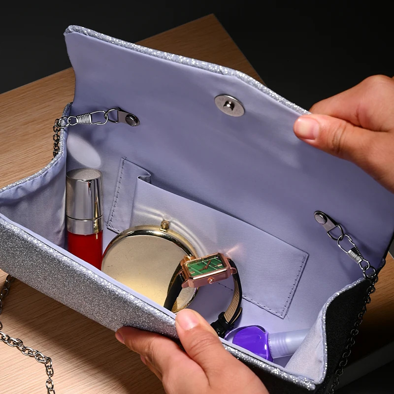 Fashion diamond shiny clutch evening bag for Wedding women Party gift Hand bags metal Chain Shoulder envelope Bag 250311