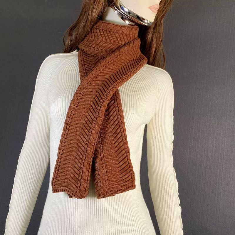 T289 new pure cotton knitted scarf for students, young men and women, thickened, warm, neck protection, couple scarf