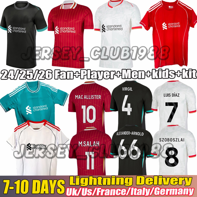 24/25/26 Season The Reds jerseys SALAH LUIS DiAZ Soccer Jerseys MAC ALLISTER ALEXANDE R-ARNOL D GAKPO DARWIN SZOBOSZLAI DI0GO J 2025 football shirt Mens Kids Kit sock