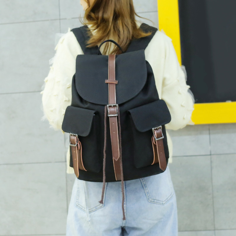 Wind leisure bag, canvas Japanese and Korean versions, trendy college style, travel female student backpack, minimalist design backpack