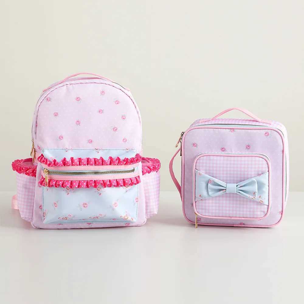 New Arrival Ruffle Girl Backpack Flower Canvas Polka Dot Plain Lining Large Capacity Pink Cute Back to School T250315