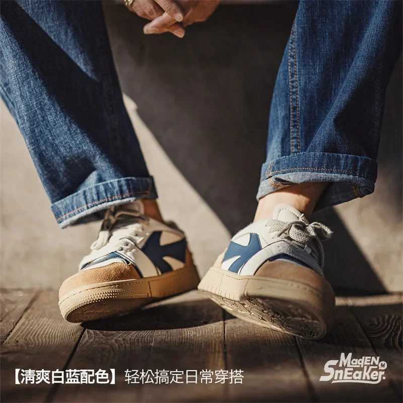 Maden Mens Casual Board Shoes Retro Colored Shoes 2023 Autumn Winter New Versatile Low Top Shoes Sports Board Shoes Y250315