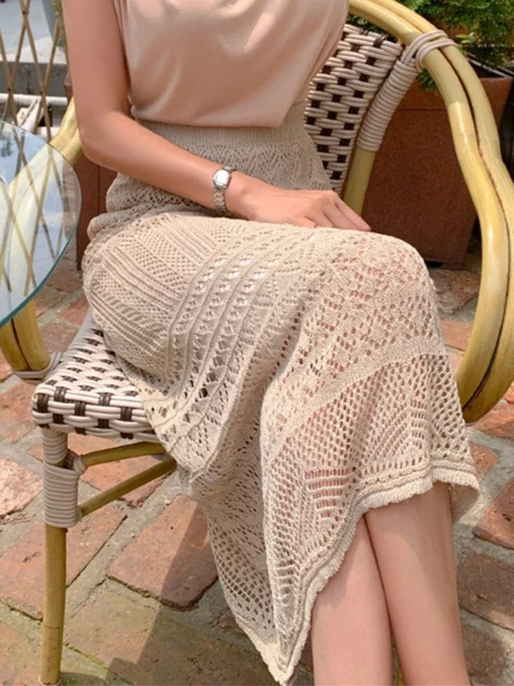 Women Skirt Summer Long Skirts Midi High Waist Girls Solid Vintage Sexy A Line Harajuku Y2k Kawaii Lace Pleated 250310