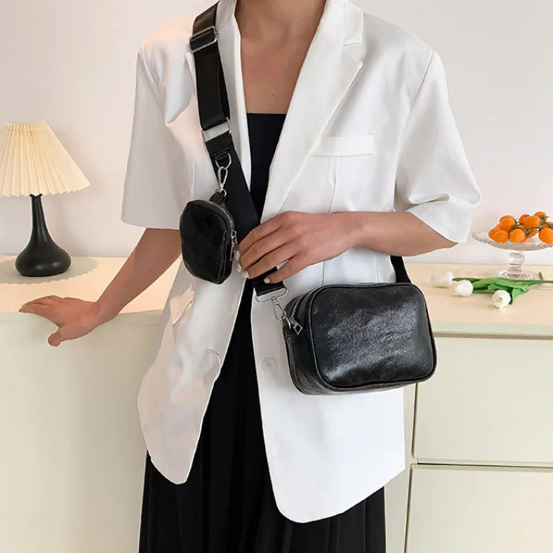 Retro Sequin Shoulder Bag Womens Fashion Simple Messenger Tote Bag Square Bag 250314