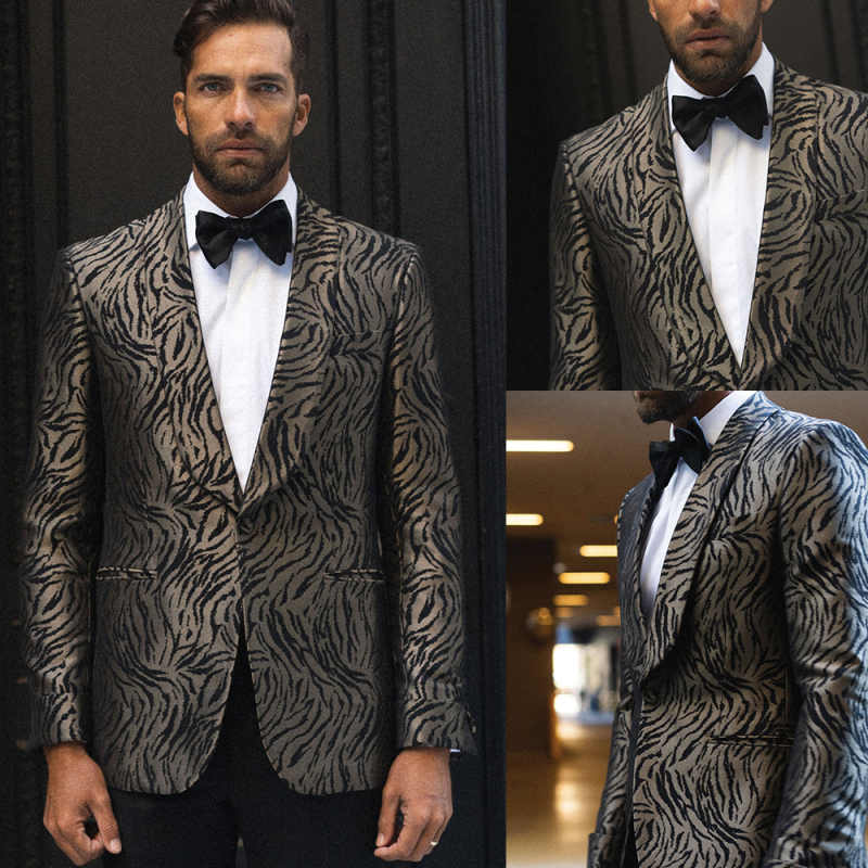 Vintage Wedding Tuxedos Single Breasted Pattern Men Suit Peaked Lapel 1 Piece Set Jacket Groom Business Blazers Customized