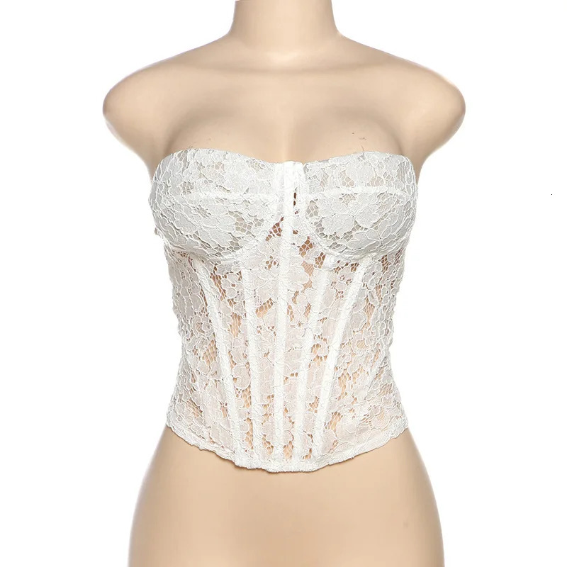 Leosoxs Retro White Two Piece Tight Set Sleeves Lace Tube TopTight Pants Elegant Party Evening Dress 250312