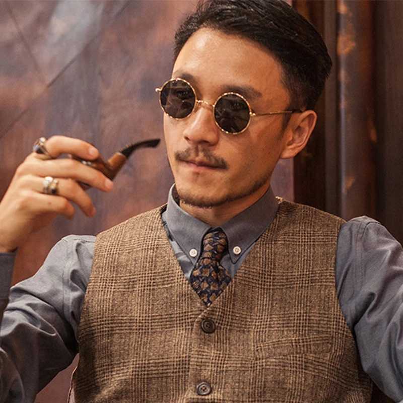 RUOBO retro polarized circular metal frame sunglasses suitable for men and women driving fishing brand designer sunglasses UV400 W250315