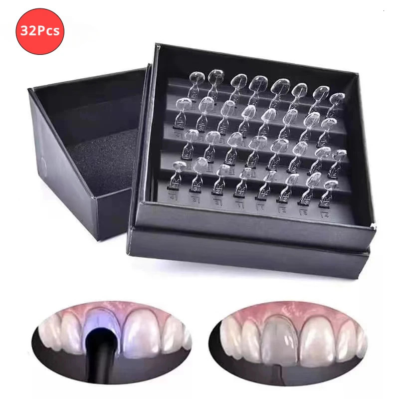 32pcs/Set Dental Composite Resin Veneer Mould Kit Light Cure Autoclave Anterior Front Teeth Mold Teeth Whitening Dentistry Tools 250314