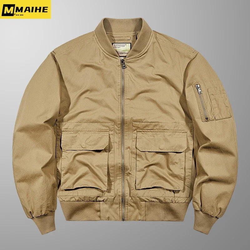 AutumnWinter MA1 Cargo Jacket Mens Vintage Oversized Threedimensional Pocket Baseball Uniform Gorpcore Army Green Coat 250312