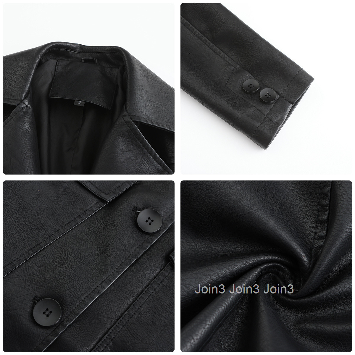 Fashion New Long Style Leather Coat Spring and Autumn Long Sleeve Leather Windbreaker Fashion British Coat Womens Polo Collar Single Breasted Join3