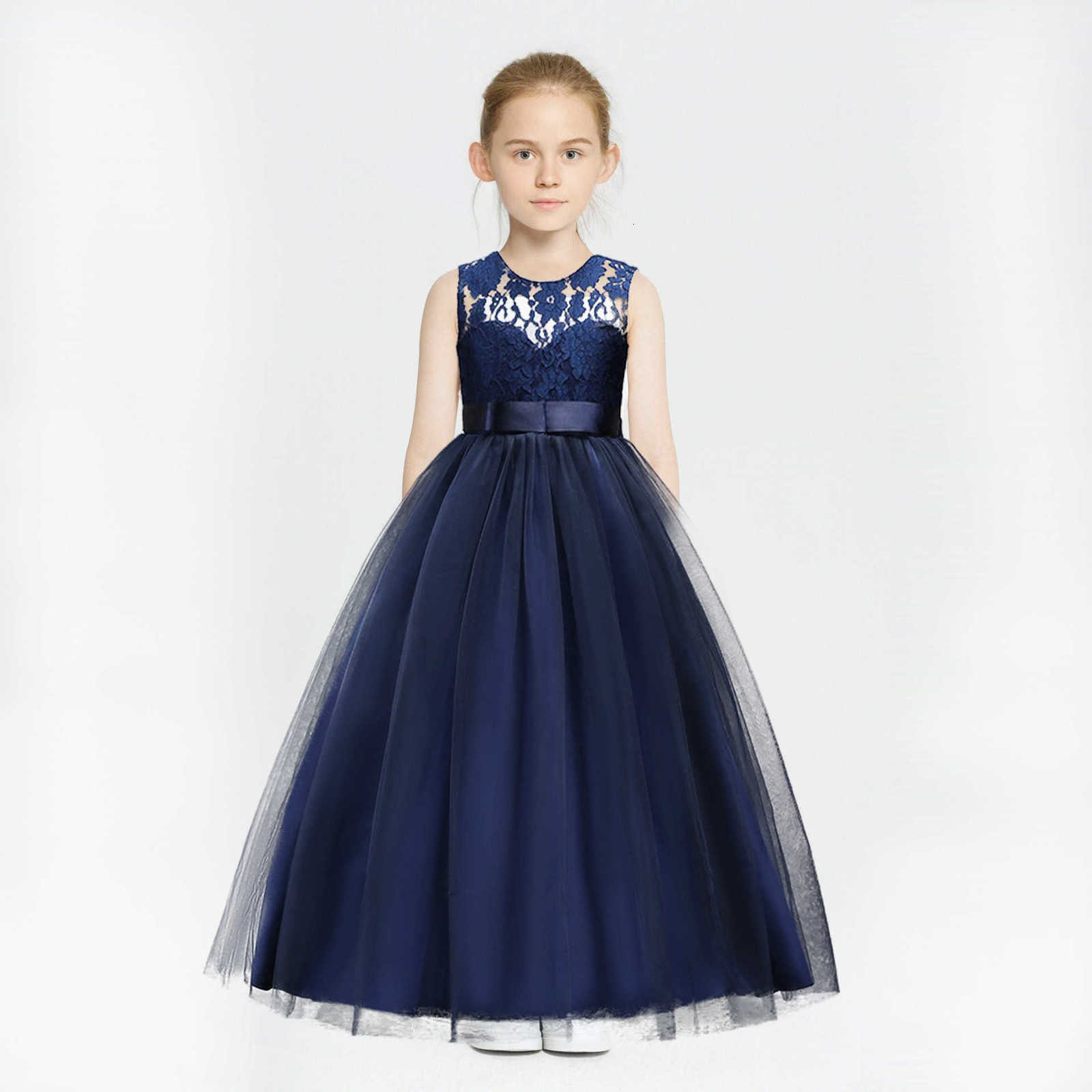 Girl's Dresses New children's dress Princess Dress middle-aged children's wedding dress long puffy dress girl Lace Princess Dress