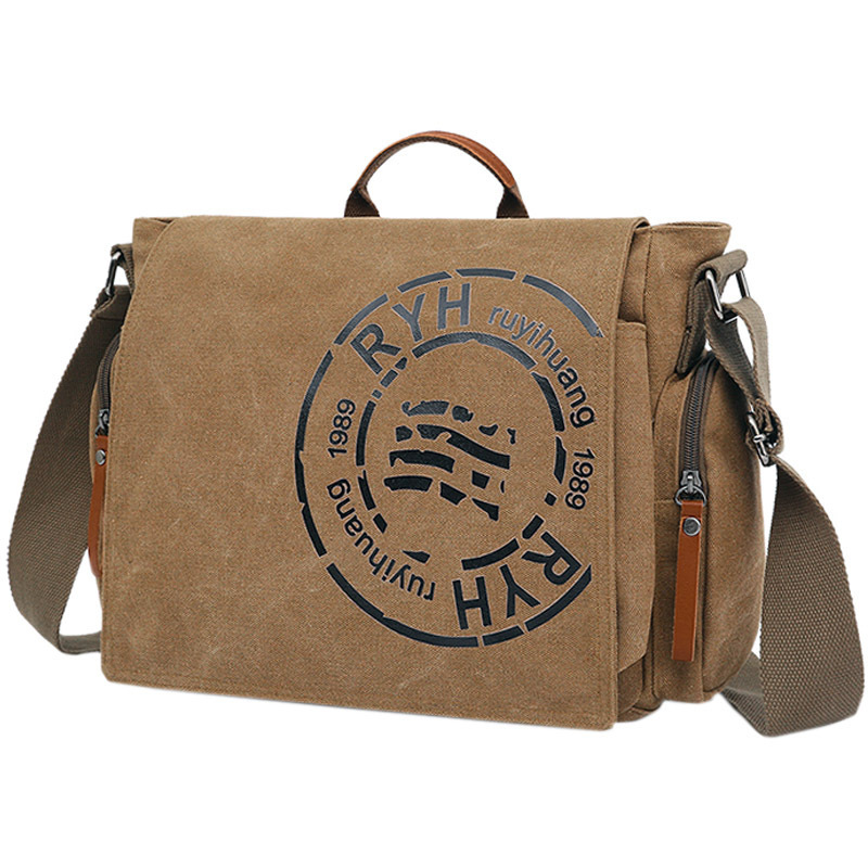 Canvas backpack with multiple compartments, fashionable shoulder business and leisure handbag, crossbody bag, men's official document computer ba