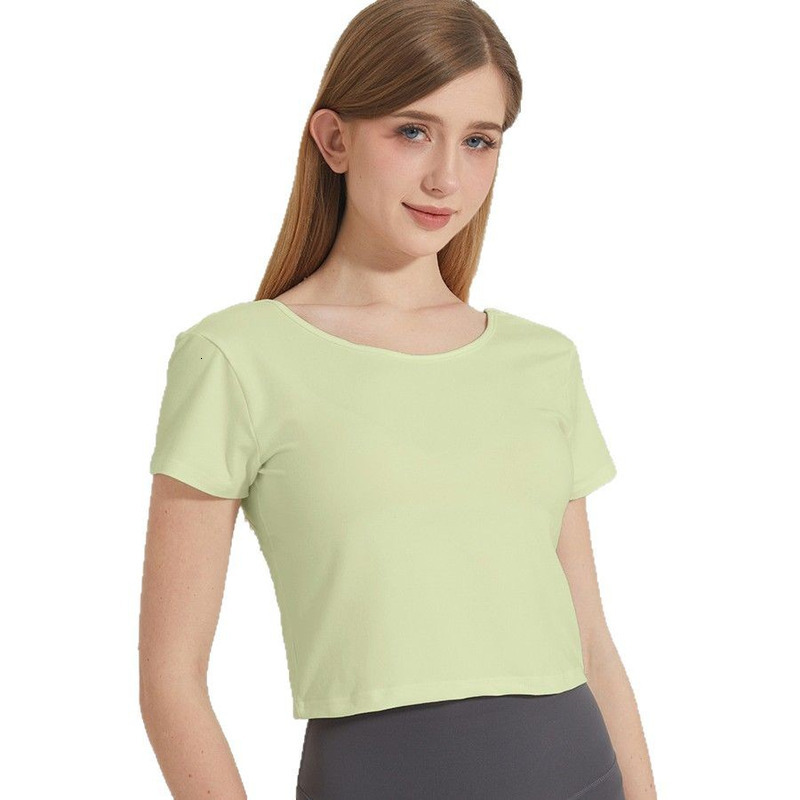 Summer New Round Neck Short Sleeved T-Shirt With High Elasticity, Comfortable Casual Sports, Slim Fit Slimming, Beautiful Back And Fitness