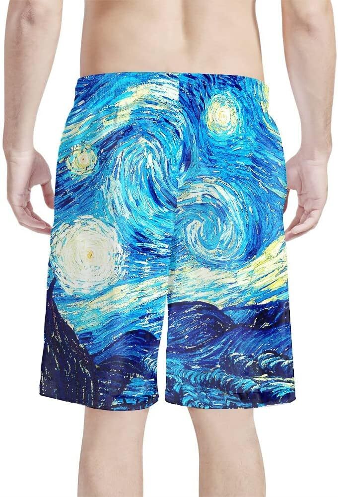 Men's Swim Trunks Quick Dry 3D Print Beach Shorts Swimwear with Pockets