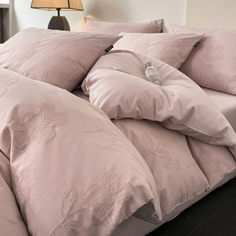 A941 Modern simple fabric pure cotton three-layer yarn jacquard bedding four-piece set new light luxury bed sheets bed sheets bedding