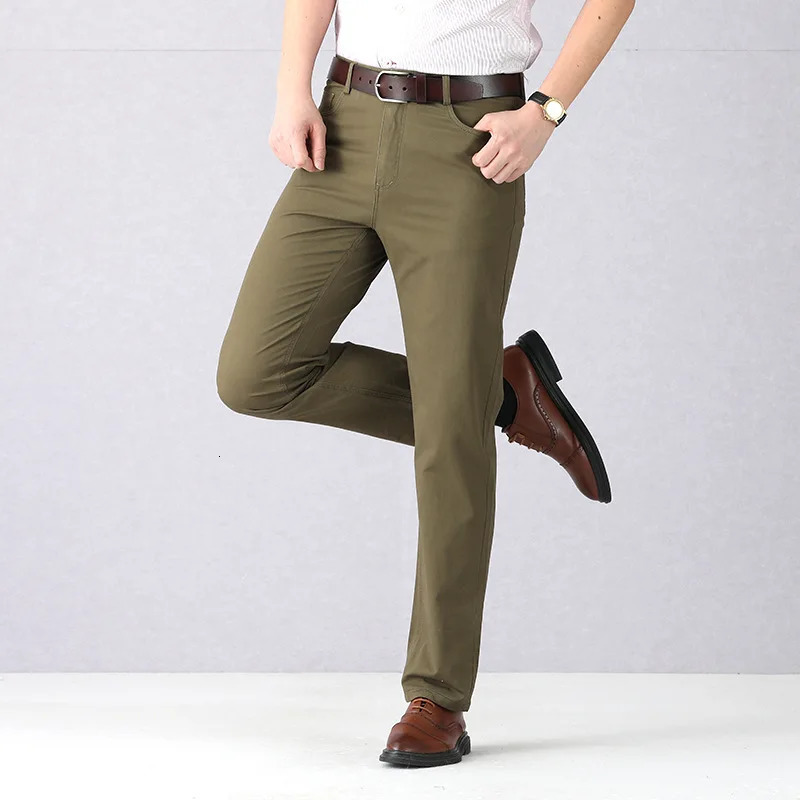 Dayton Olive Stretch Chinos Mens Set Cotton Casual Pants High Quality Dress 40 42 44 250313