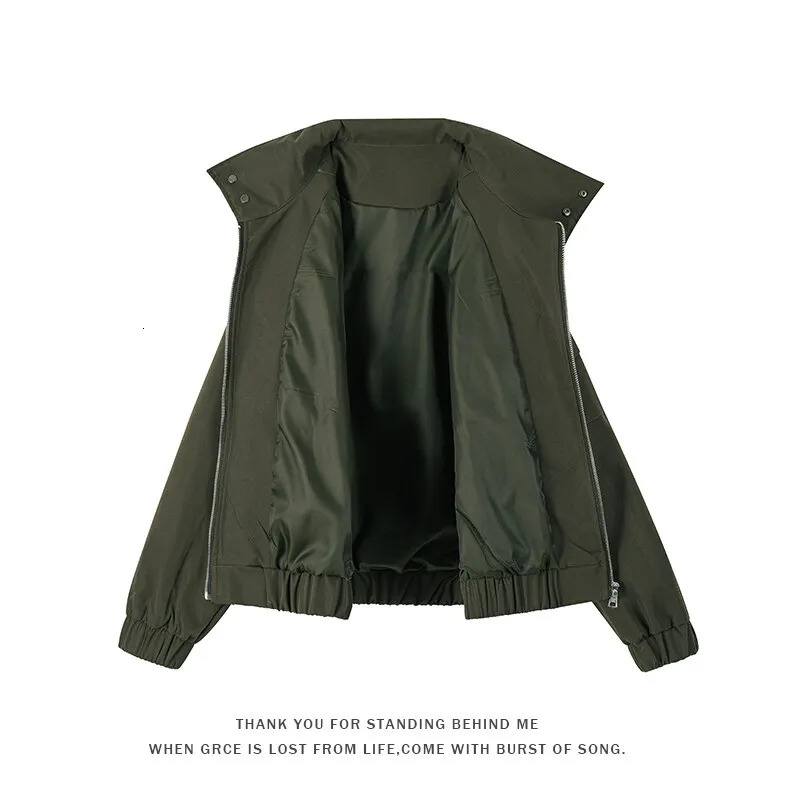 Mens Jacket Spring Double Pocket Street Collar Solid Color Zipper Fashion 250313