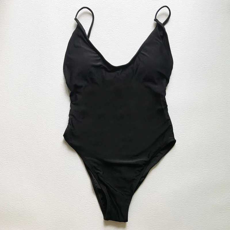 Sexy apron solid swimsuit womens one-piece swimsuit 2023 new bikini swimsuit summer plus beach suit swimsuit S-3XLXJ250315
