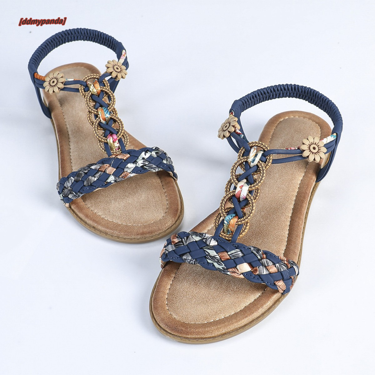 Bohemian 2025 Summer New Small Fragrant Style Large Beach Shoes Women's Flat Sandals ddmypanda