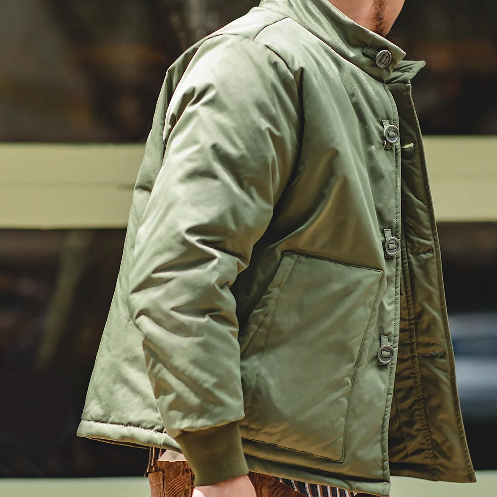 Madden mens modified A1 bomber jacket stand up collar thick cotton lining windproof in winter warm singlelayer 250313