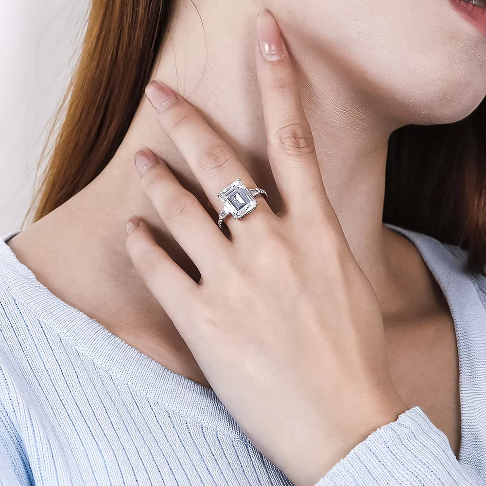 Iced Out Hip Hop Ring in 925 Sterling Silver and Round and Baguette Cut Moissanite Vvs Clarity Diamonds for Men Women