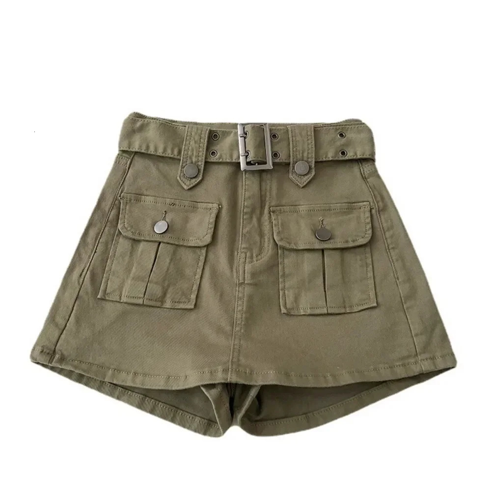 Highwaist n Denim Skirt Pants for Women Summer Korean Style Versatile Ashaped Hiphugging Short Belted 250310