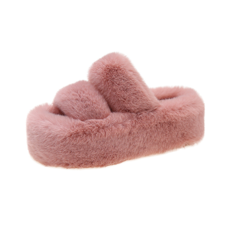 Double-pole slippers Plush slippers free Shipping Platform slippers Open-toed cotton slippers Sandals for women at home Wear open-toed slippers Hot su