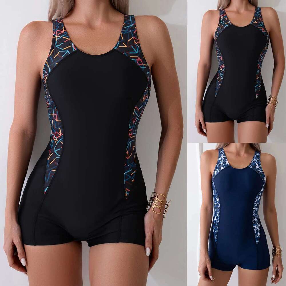 Women's swimsuit, abdominal control, exercise, boyleg, back swimming, full set, 2024