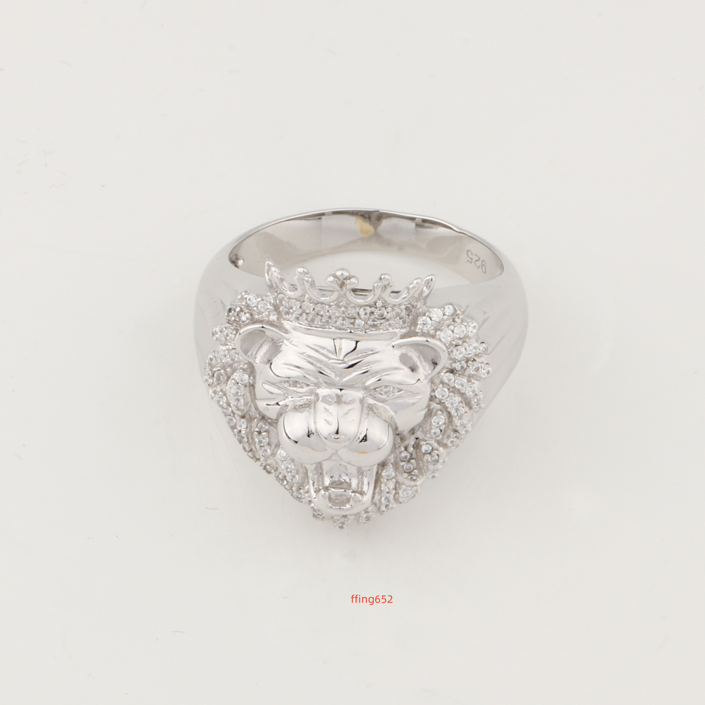 New Design lion Crown Diamond 925 Sterling Silver Moissanite Rings Moissanite Hip Hop Ring Moissanite Ring Men Hiphop