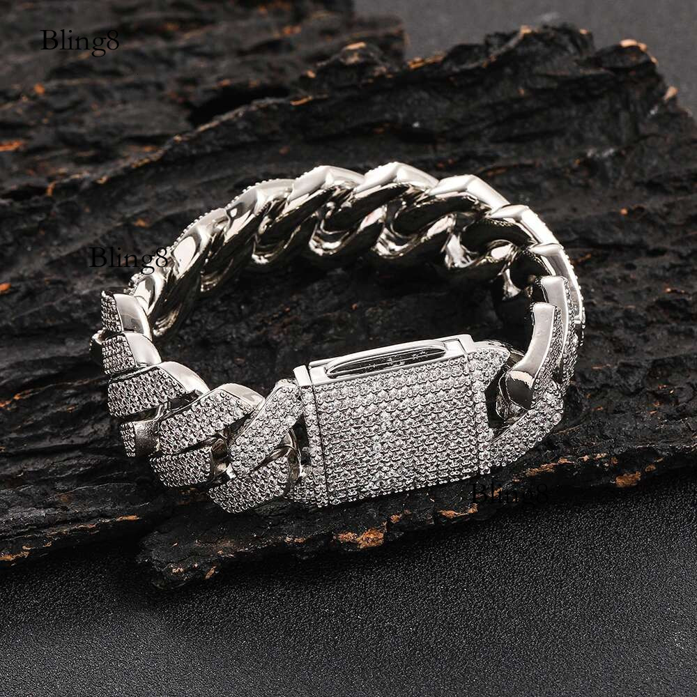 Hip Hop Jewelry 15/20mm 2/3 Row Chunky Cuban k Iced Out Zirconia Fashion Rock Rapper Bracelet