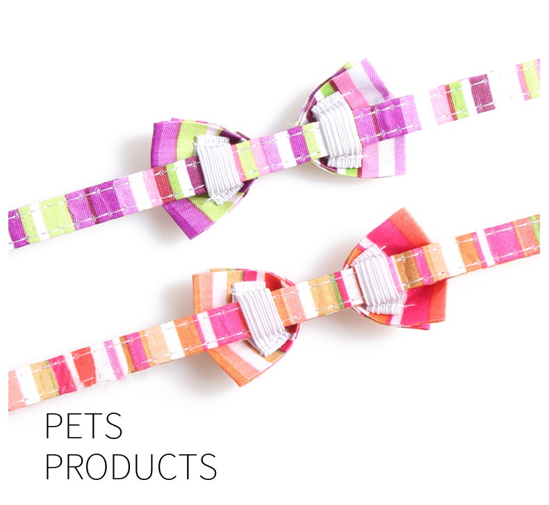 Colourful Cat Collar with Bells, Breakaway Kitty Bowtie Collar, Adjustable Colorful Striped Color Scheme Bow Tie Collar Soft Comfy Cat Safety Collar B