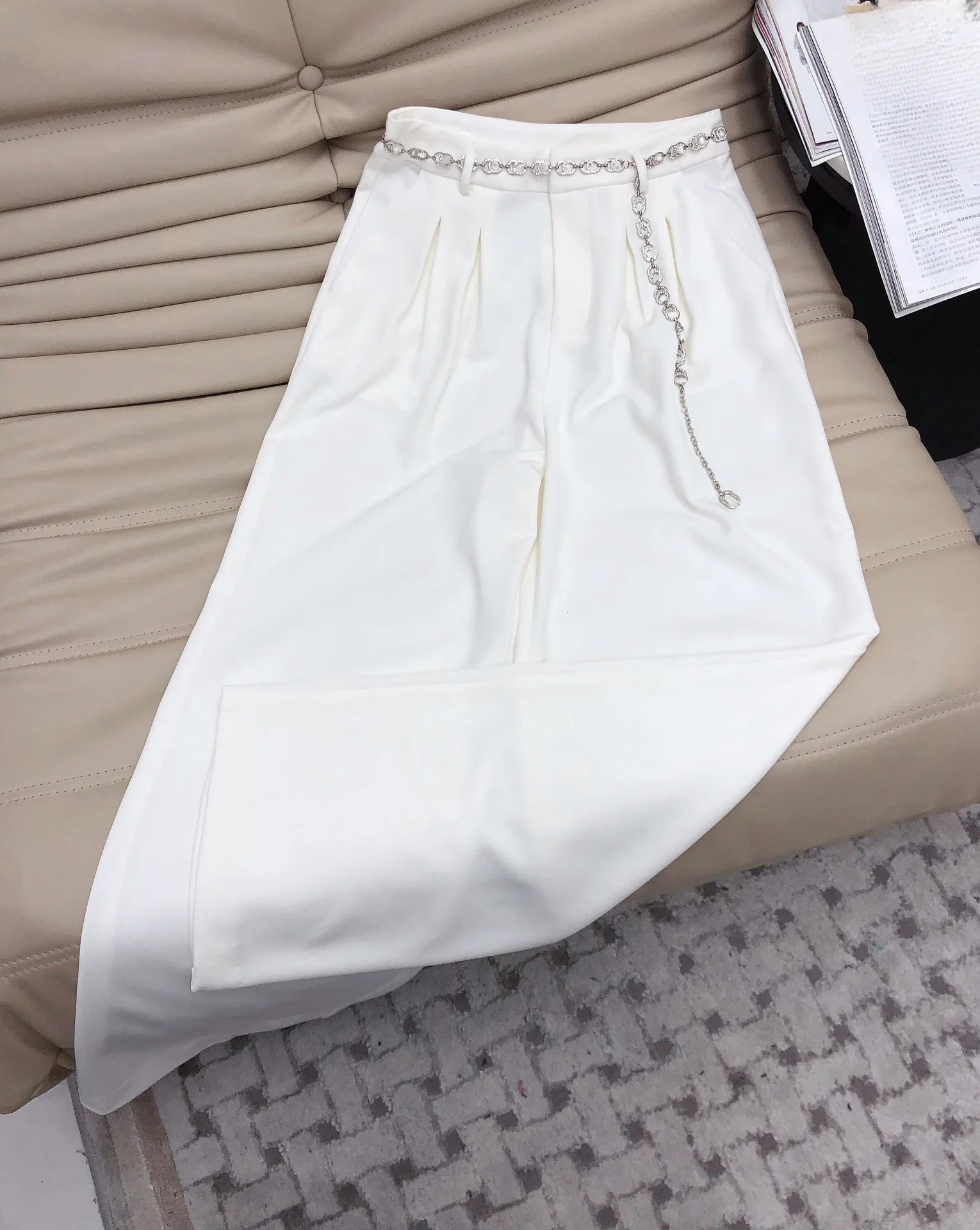 Womens Small perfume Style Copper Flower Vest Top High Waist Pants Two Piece Set 250313