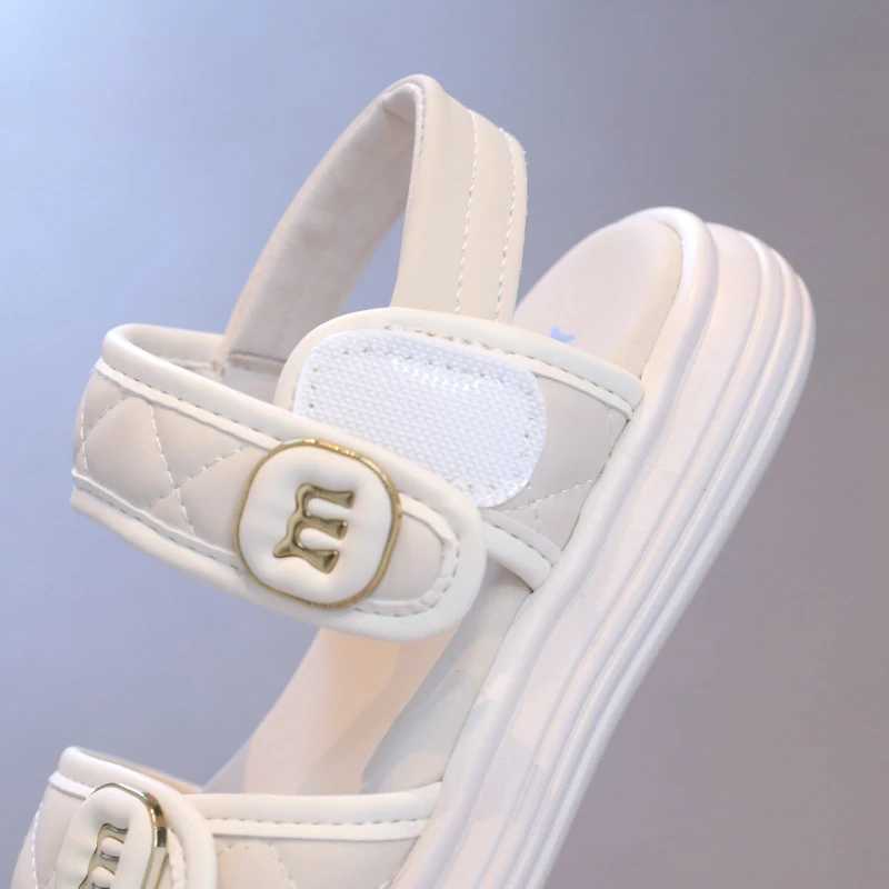Girls PU Leather Fashion Beach Shoes Plaid Casual Comfortable Child Platform Sandals Flats Summer Versatile School Sandals H05068T250315