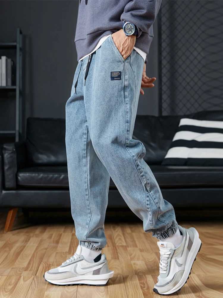 Big Size Mens Jogger Jeans 6XL 7XL 8XL Streetwear Black Blue Casual Denim Cargo Pants Stretch Cotton Taper Jeans Baggy TrousersT250315