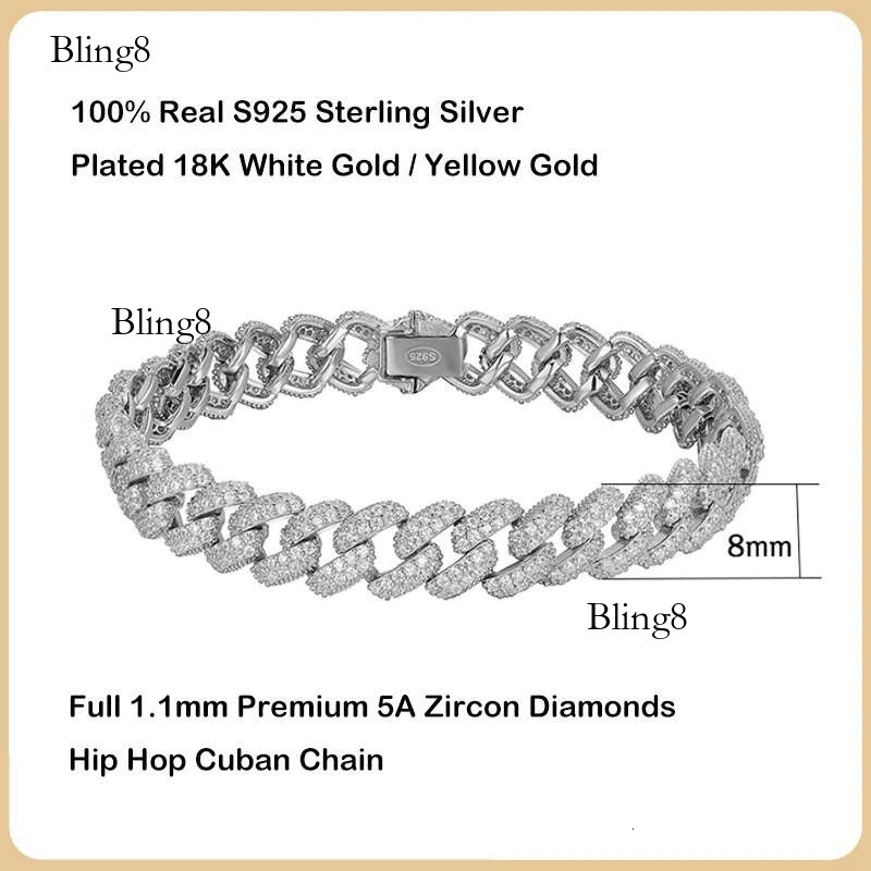 EWYA S Sterg Sier Plated Gold Cuban Bracelet for Women Men High Carbon Zircon Dia Bracelets Hip Hop k Chain