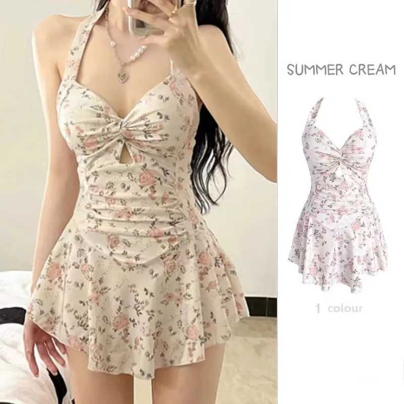 Womens conservative and weight loss swimsuit covering the abdomen one-piece skis Sty Korean Ins Sty Hot Spring fairy swimsuitXJ250315