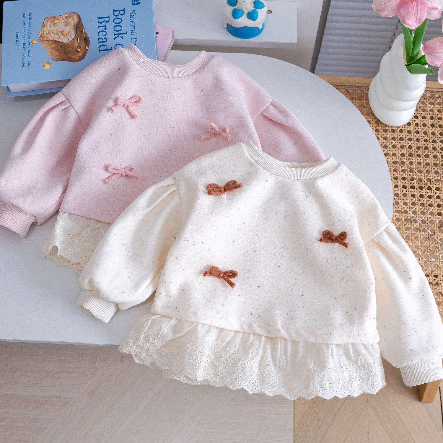 Ddmyshoesvip Girl S Forest Hoodie New Style Spring And Autumn Bow Cute Western Style Lotus Edge Base Shirt For Women S Treasure Versatile Children S C